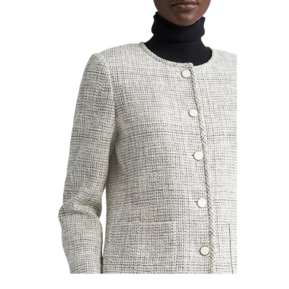 $1298 Lafayette 148 TWEED CREWNECK PATCH POCKET JACKET - Picture 4 of 10